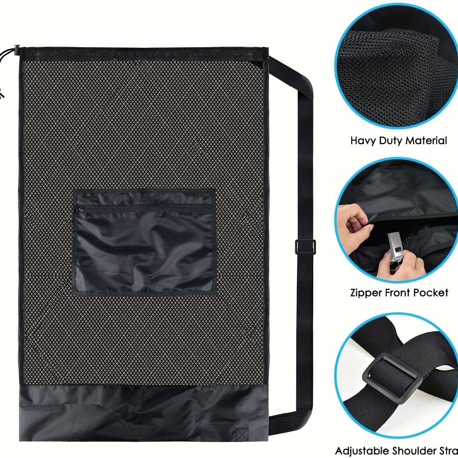 1pc Heavy Duty Mesh Gear Bag for Sports Equipment - Perfect for Volleyball,  Basketball, Swimming, and More - Includes Shoulder Strap and Drawstring