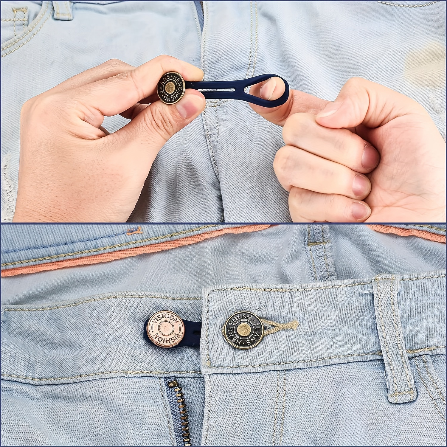Belt Extender Pants Button Extender Denim Material High - Temu