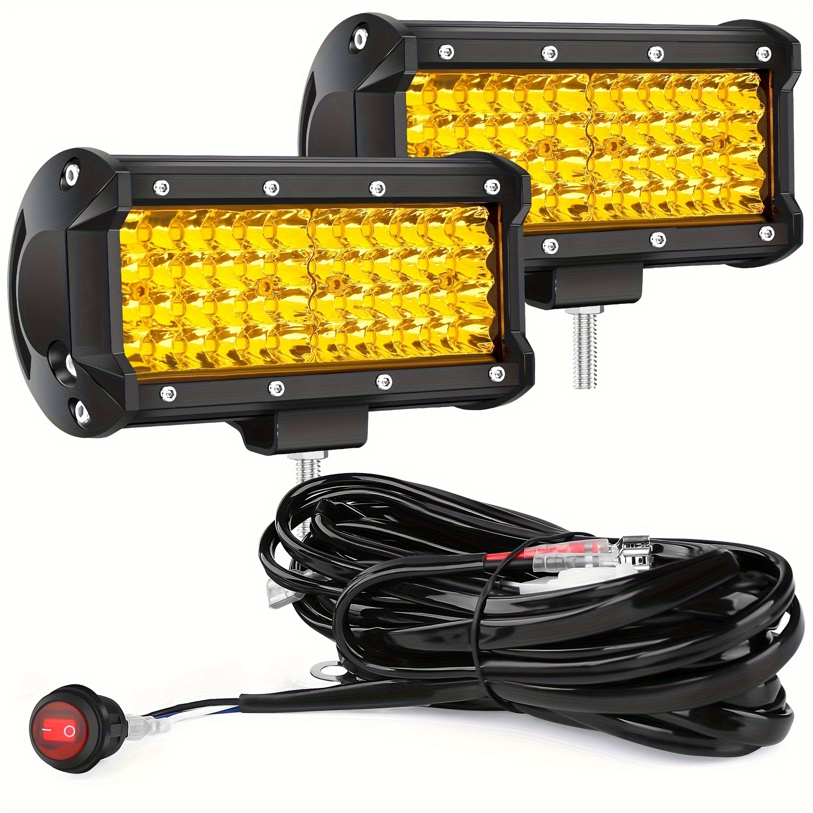 Faros LED, luces LED de trabajo para motocicleta, focos de 2 filas