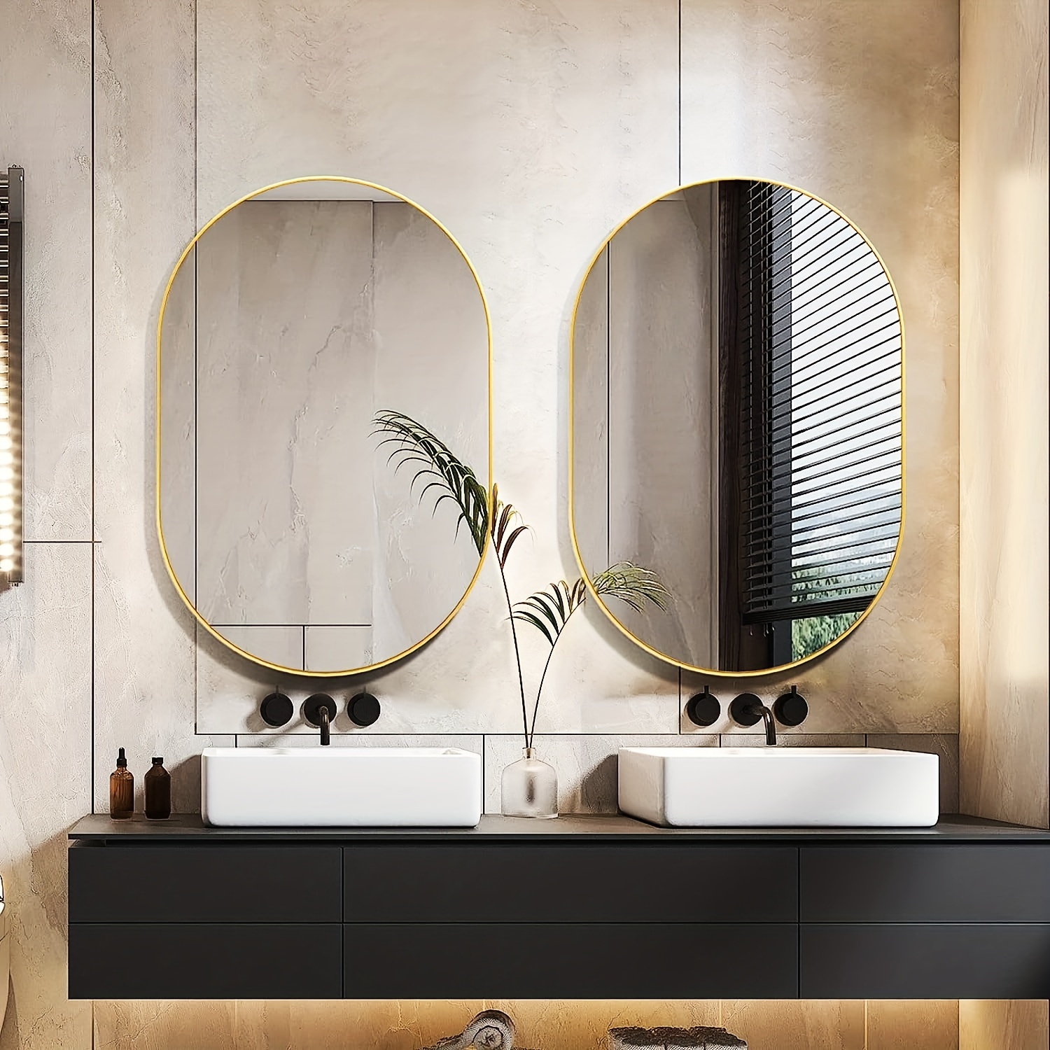 Espejo de baño LED redondo de 24 pulgadas, espejo de tocador de cristal  grande con luces para dormitorio, espejo de pared inteligente con 3 colores