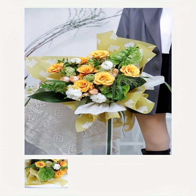 20 Sheets Romantic Flower Bouquet Wrap Transparent Cellophane DIY