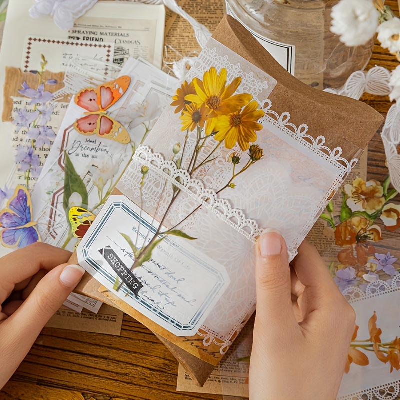 colección de pegatinas de diario de flores de primavera