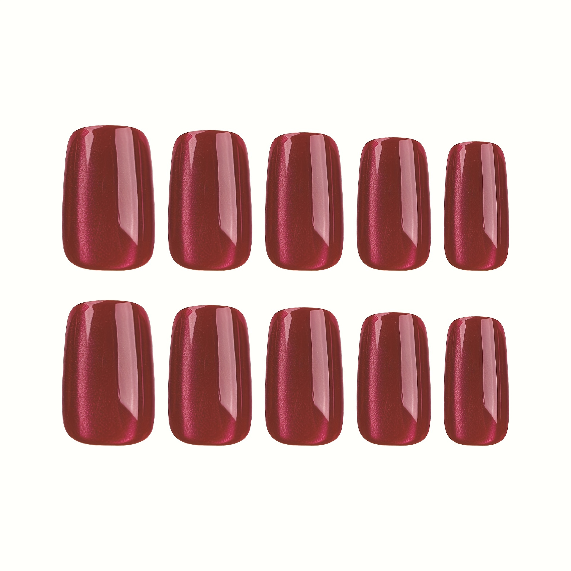 24pcs jelly red press on nails glitter cat eye fake nails short ballet shape false nails for women girls 1 nail file 1 jelly tab included details 2