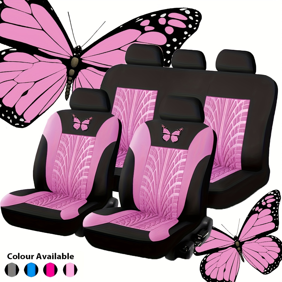 Car Seat Cover Full Set Red Universal Butterfly Pattern - Temu