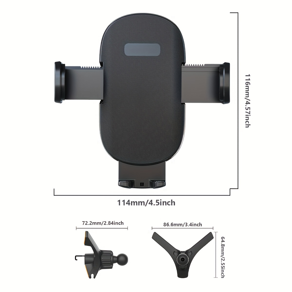 Car Phone Holder 3 Point Support With Extended Clamp Cradles
