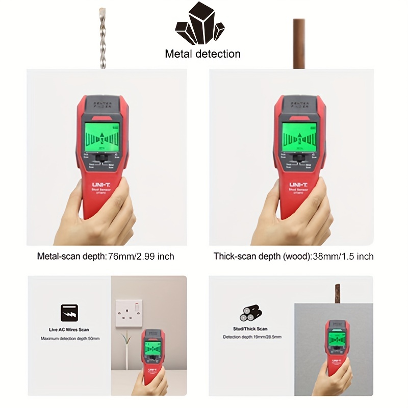 Uni T Stud Finder Wall Scanner Wood Ac Wire Metal Joist Pipe Stud