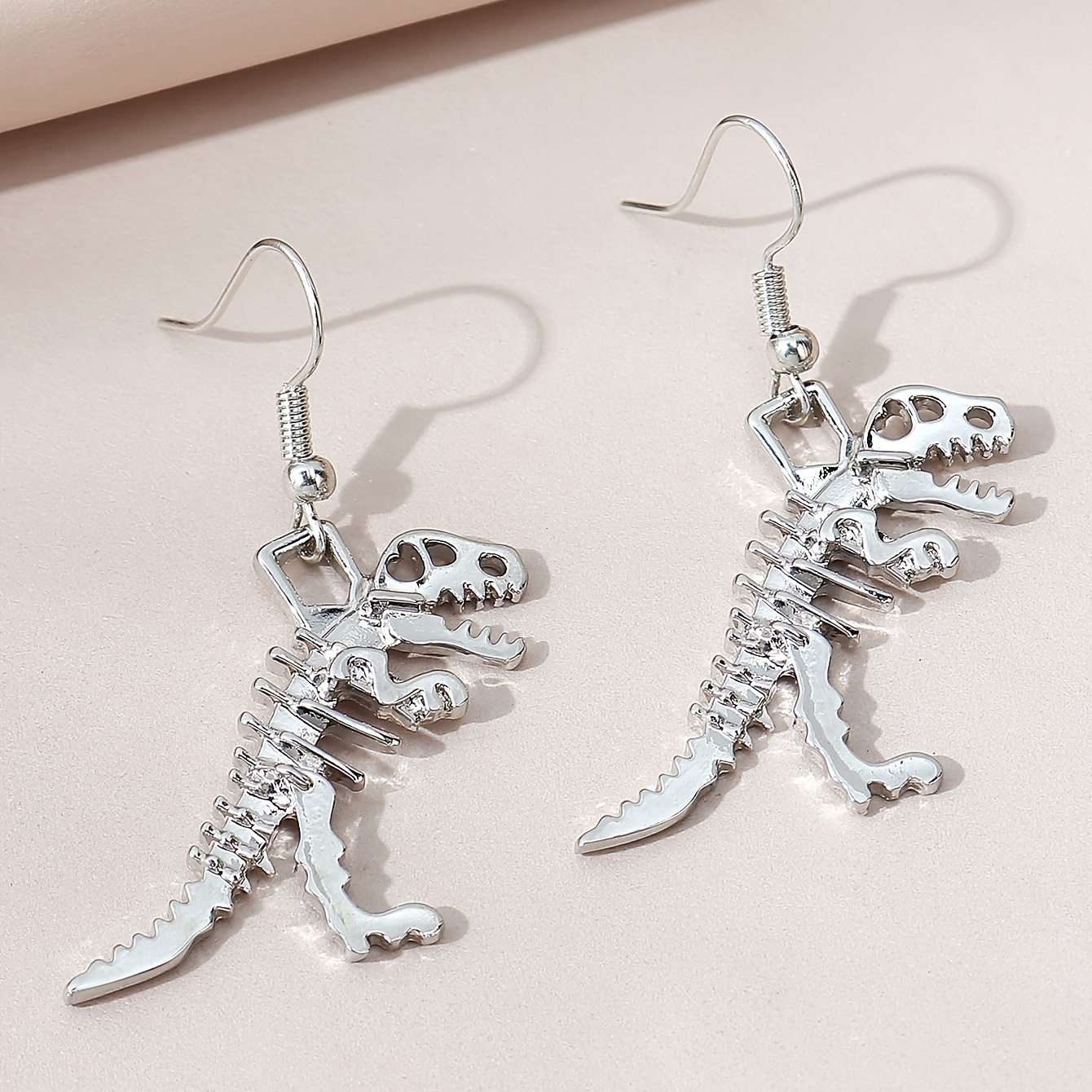 Punk Style Dinosaur Skeleton Drop Earrings