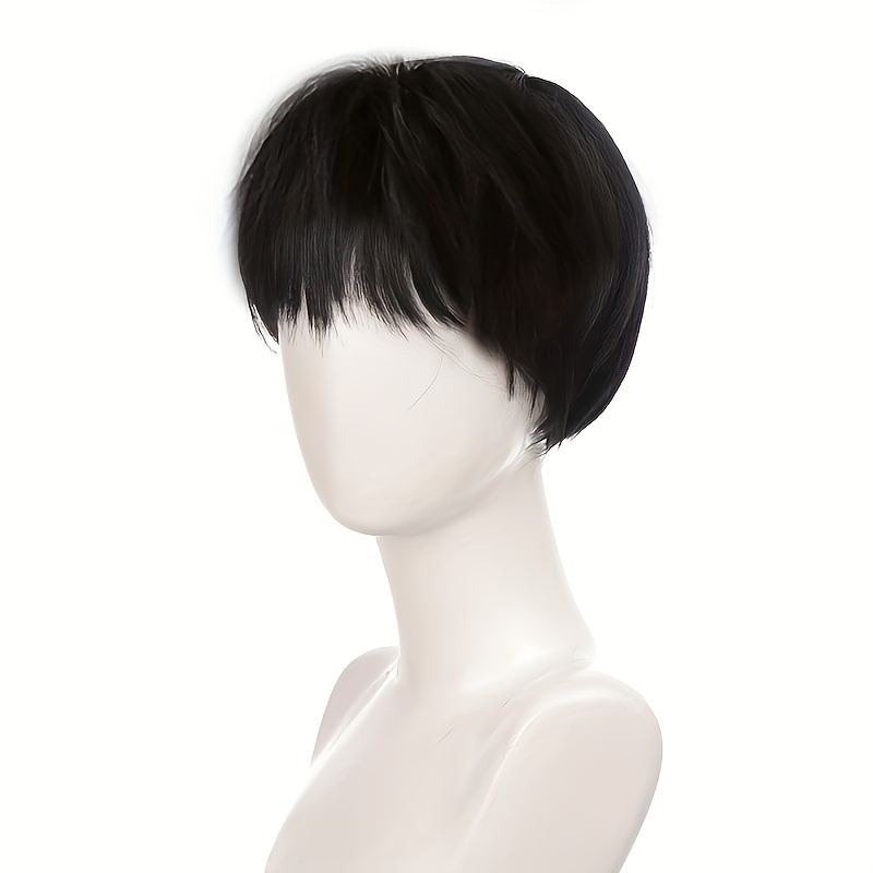 Men's Short Straight Synthetic Wig with Bangs