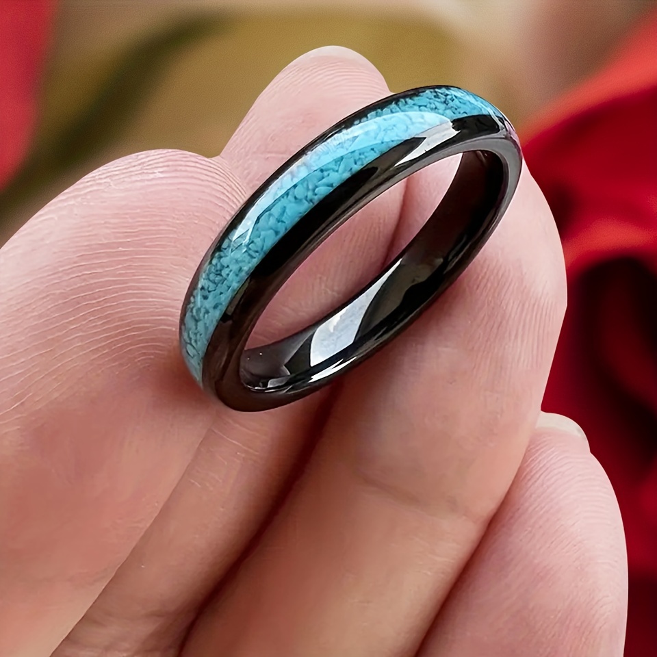 1pc 4mm black ring women men crushed turquoise Temu Mauritius