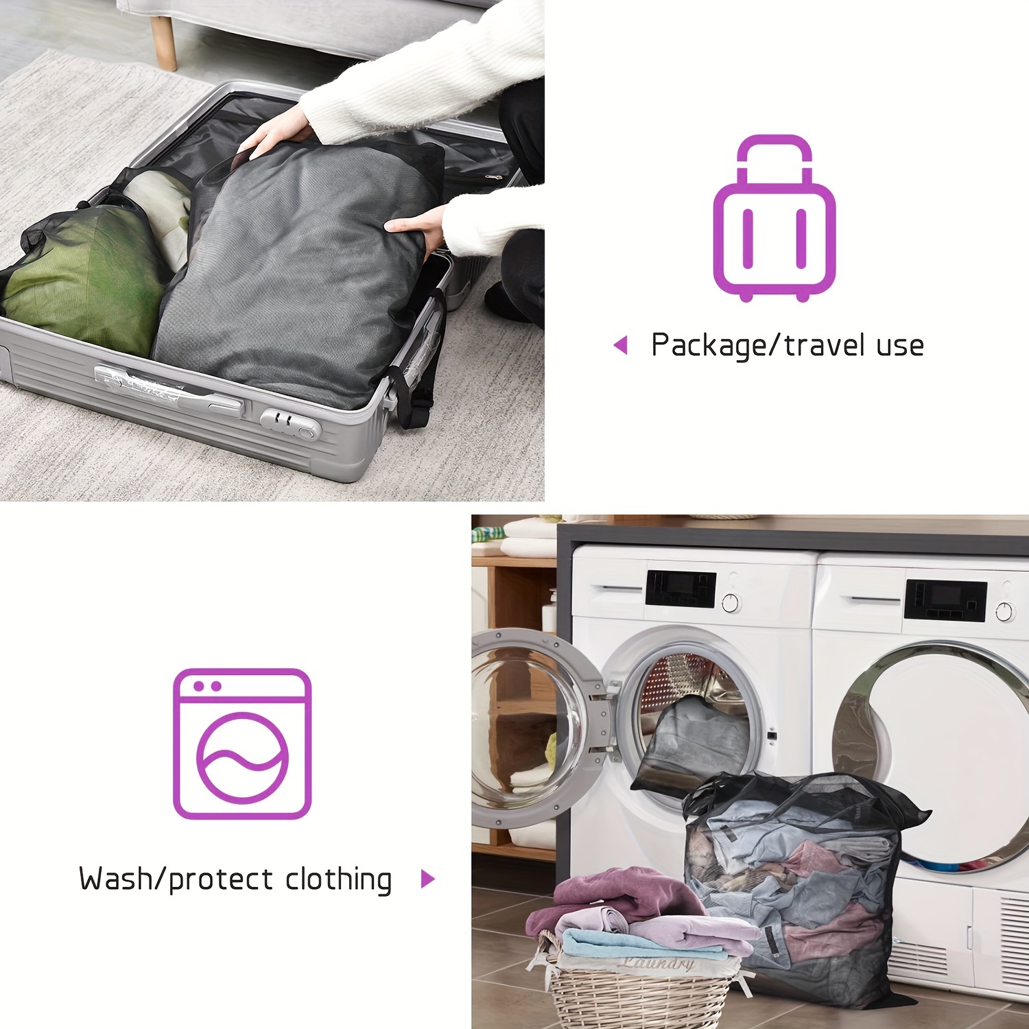 Laundry Bag, Mesh Laundry Washing Bag, 2 Pack Reusable Laundry Net, Laundry  Net Bags Cloth Laundry Bags, Mesh Washing Machine Laundry Bags With Zipper