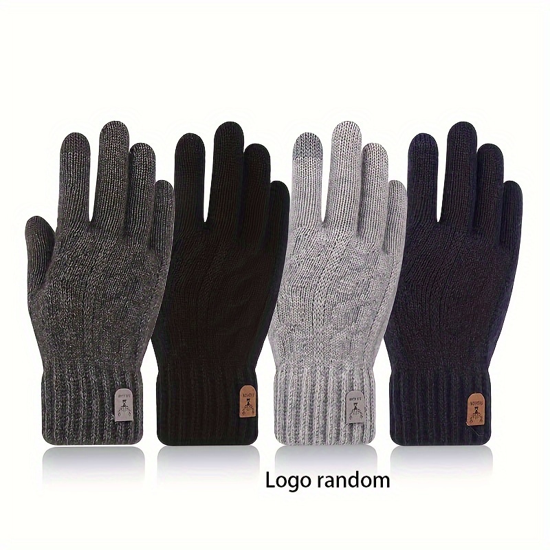 1 par de guantes de invierno para pantalla táctil para hombres, guantes de  punto cálidos para hombre, guantes gruesos antideslizantes para pantalla
