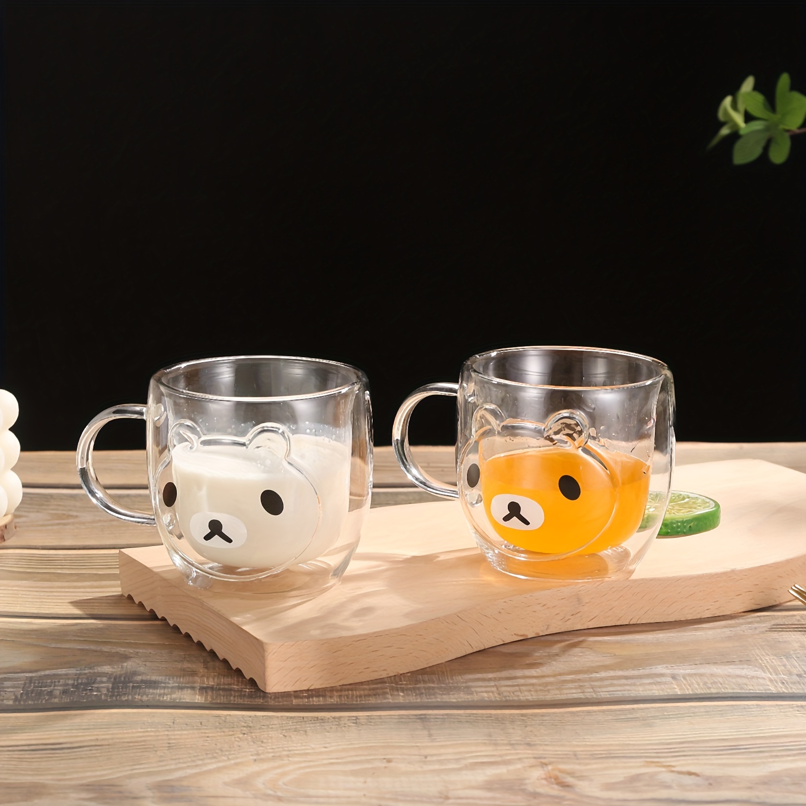Cute Mugs Double Wall Glass Coffee Glass Cup Kawaii Bear Tea Milk Cup Funny Mug Animal Mug Aesthetic Cup for Office and Personal Birthday Gift