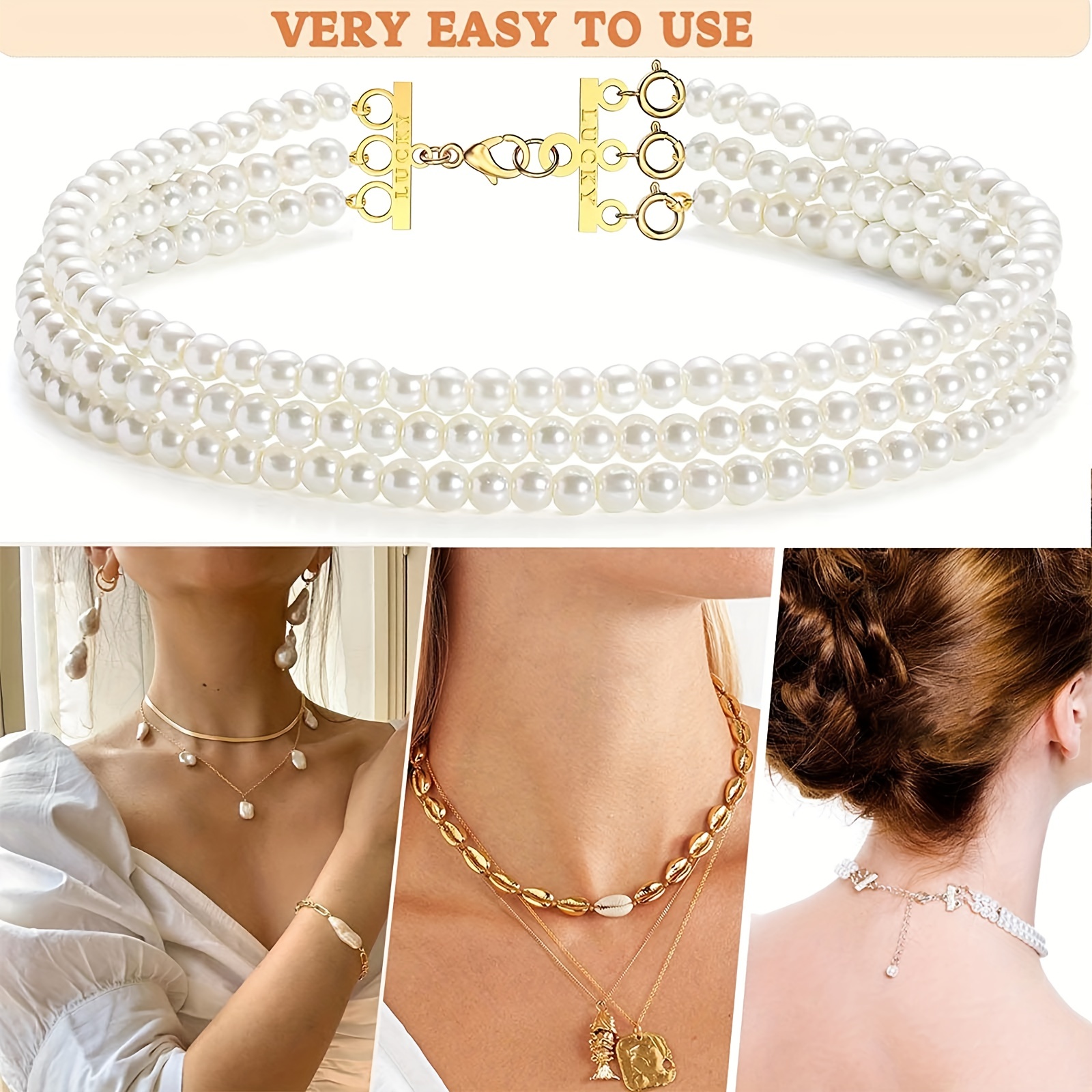 Lucky Necklace Layering Clasps 18K Gold and Silver Separator for Stackable  Neckl