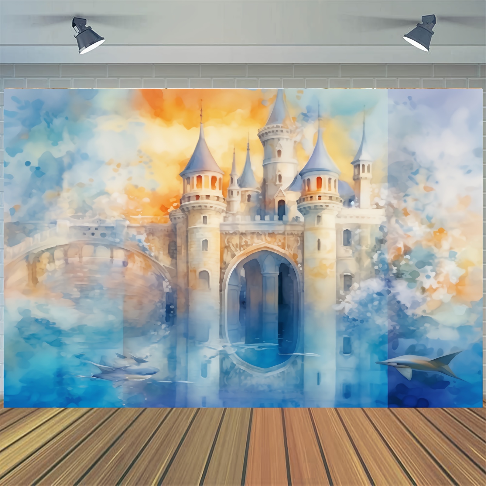 Princess Castle Backdrop Photography Fairy Tale Blue Sky - Temu