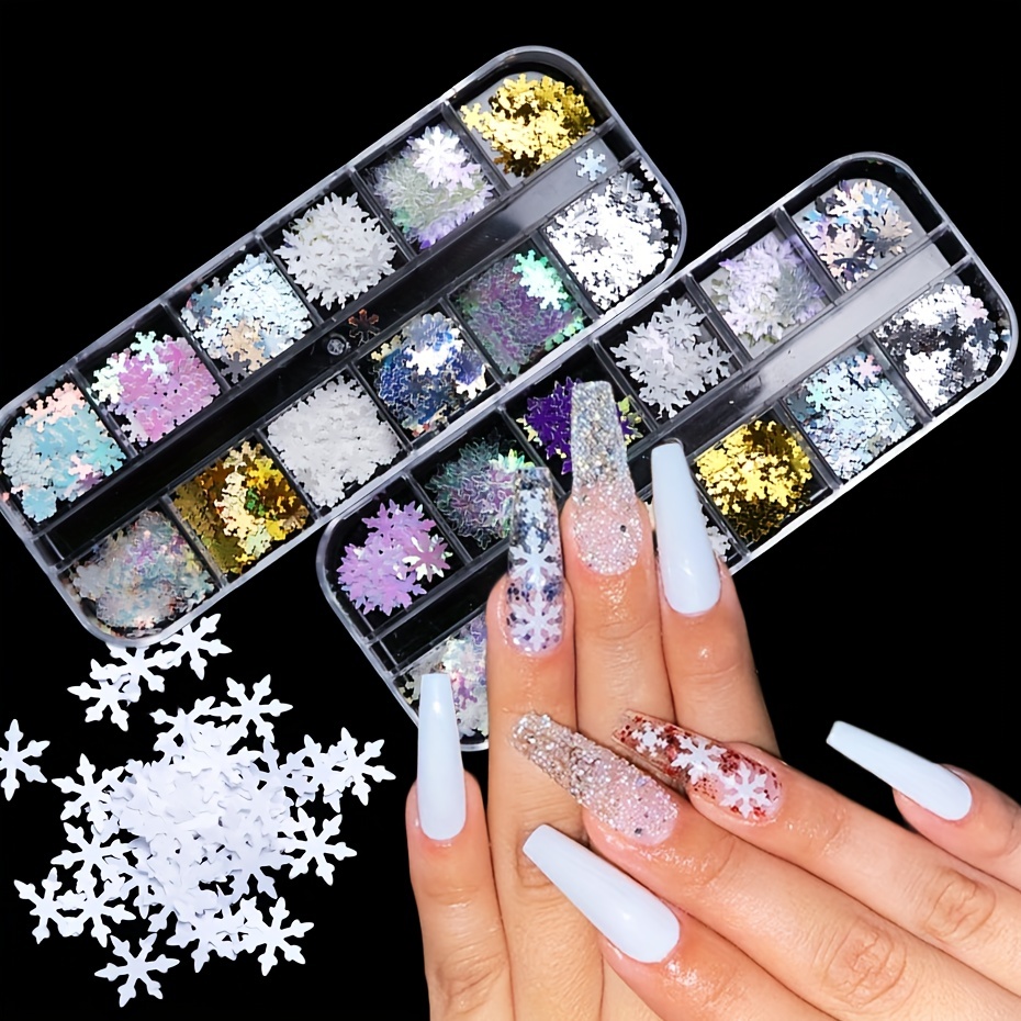 Snowflake Glitter Nail Sequins 3d Colorful Christmas - Temu United Arab  Emirates