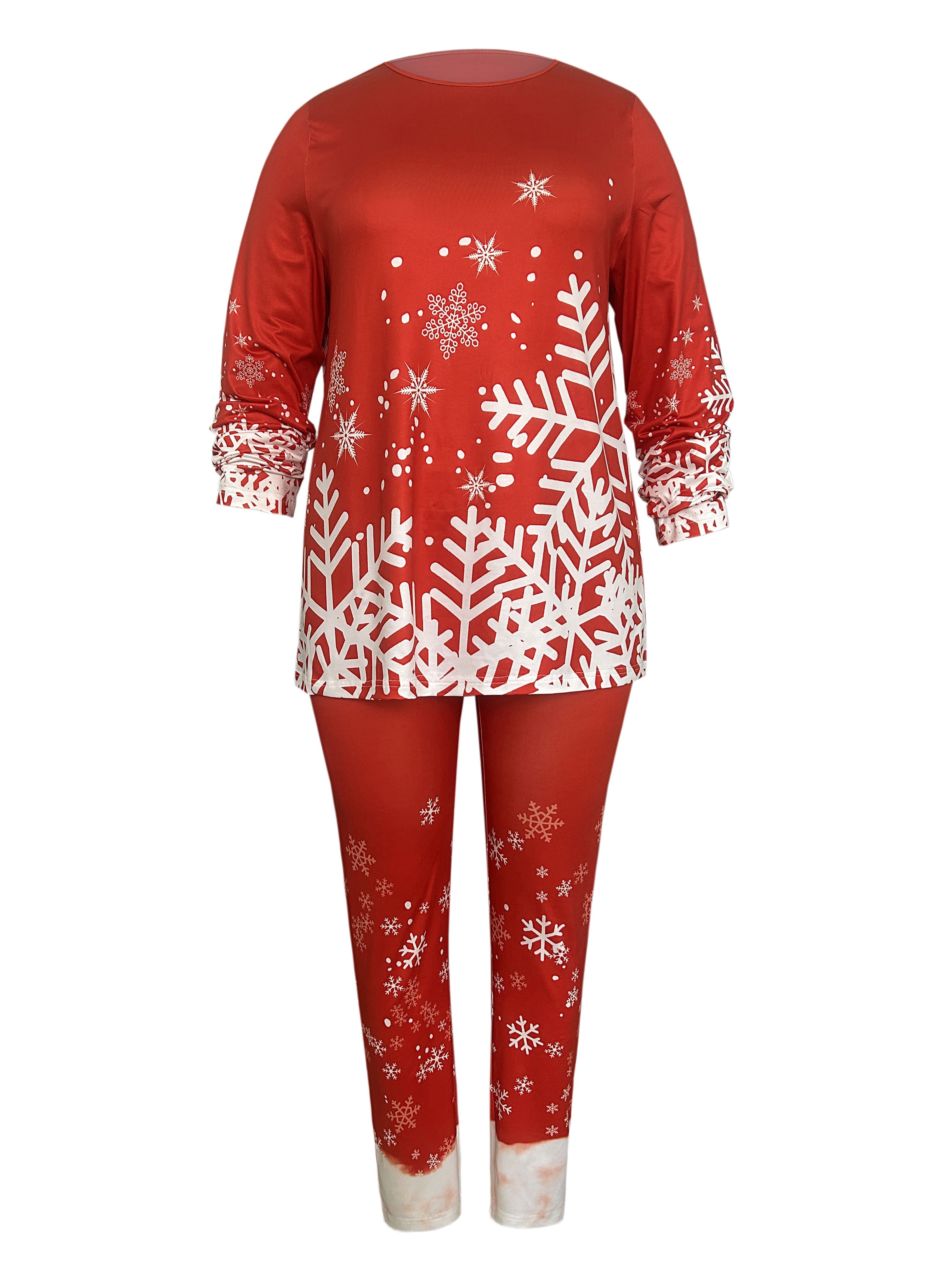 Plus Size Christmas Casual Outfits Two Piece Set Women's - Temu Canada