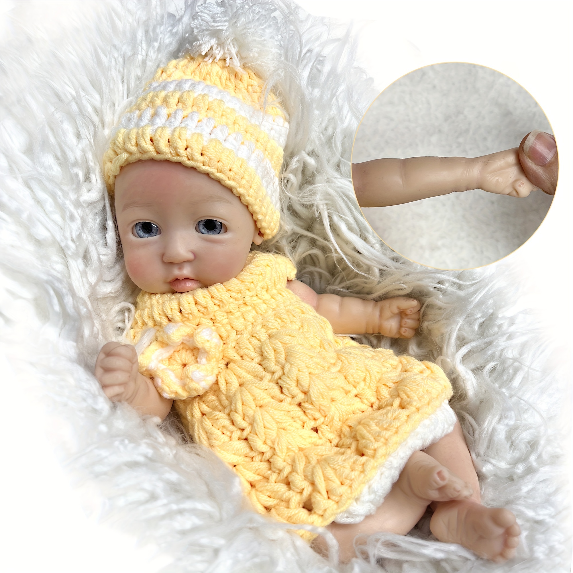 28cm Soft Full Body Solid Silicone Reborn Dolls Handmade Painted