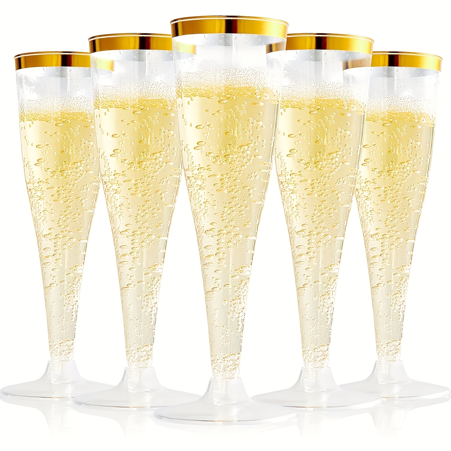 Party Essentials copas de champaña de 1 pieza de plástico duro (caja de 4),  5 onzas, transparente., Multicolor
