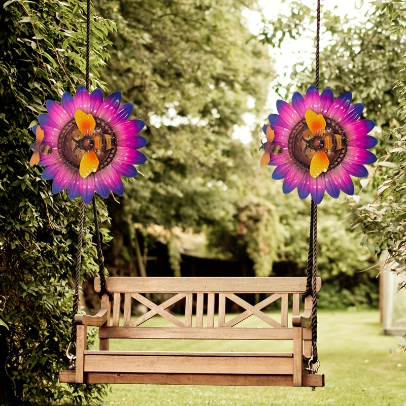 Decorative Purple Metal Heart Decor/Ornament With Flowers