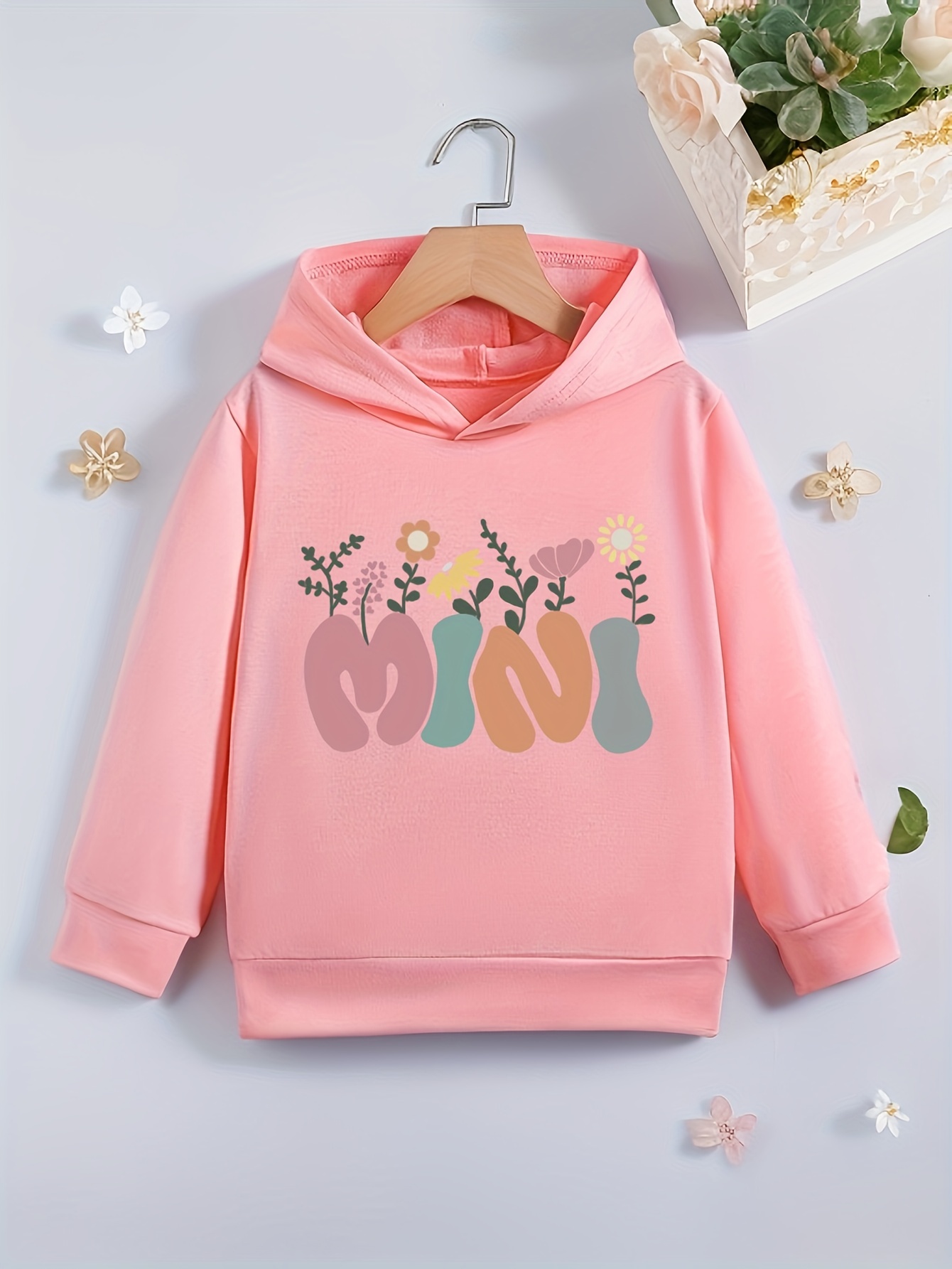 mini Flower Graphic Print Hoodie Girls Girl s Casual Temu