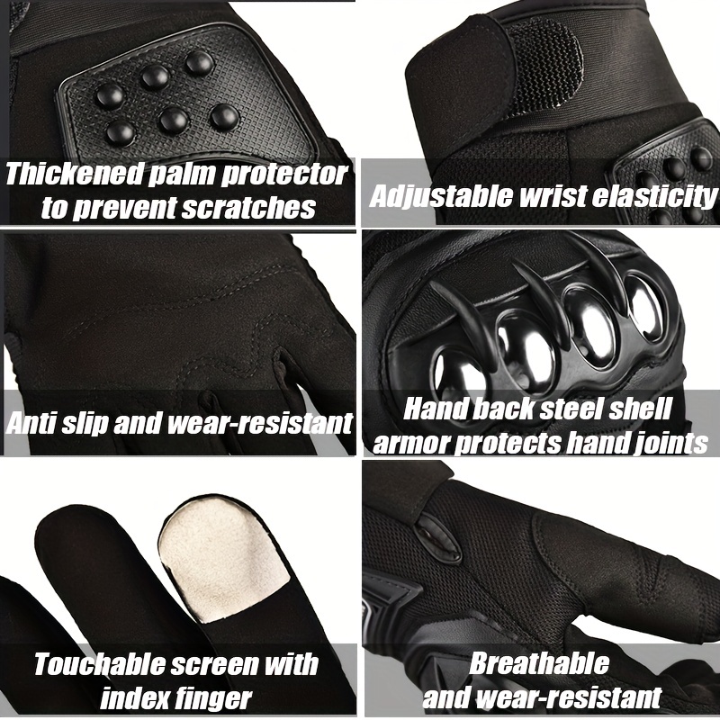  surpasslife Guantes de motocicleta negros duros para hombres y  mujeres, guantes tácticos duraderos para pantalla táctil para motos de  nieve, bici de suciedad (color: negro, tamaño: XL) : Automotriz