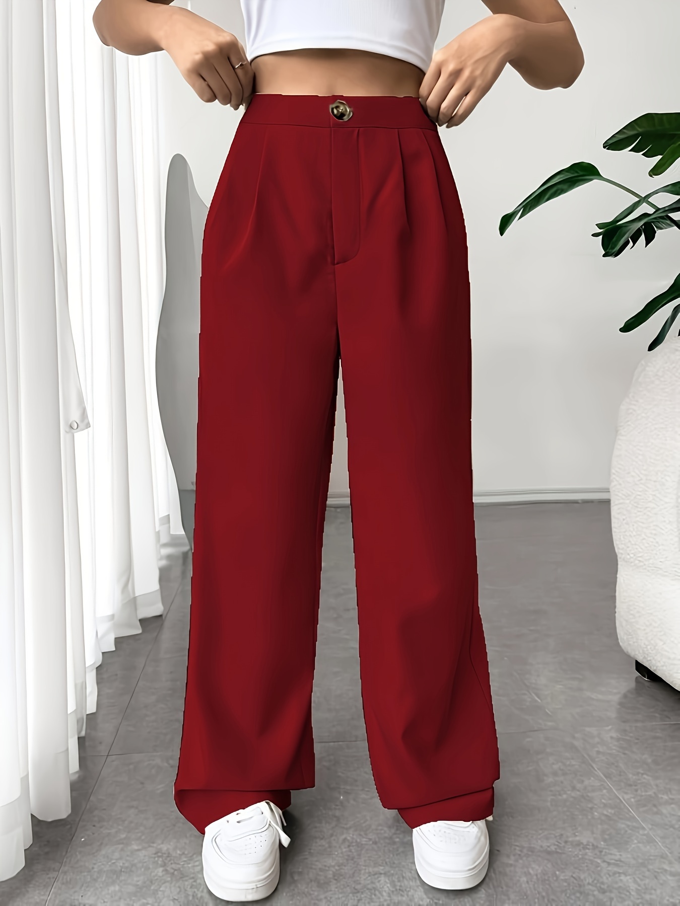 Solid Color Casual Wide Leg Pants  Casual wide leg pants, Loose pants,  Casual women