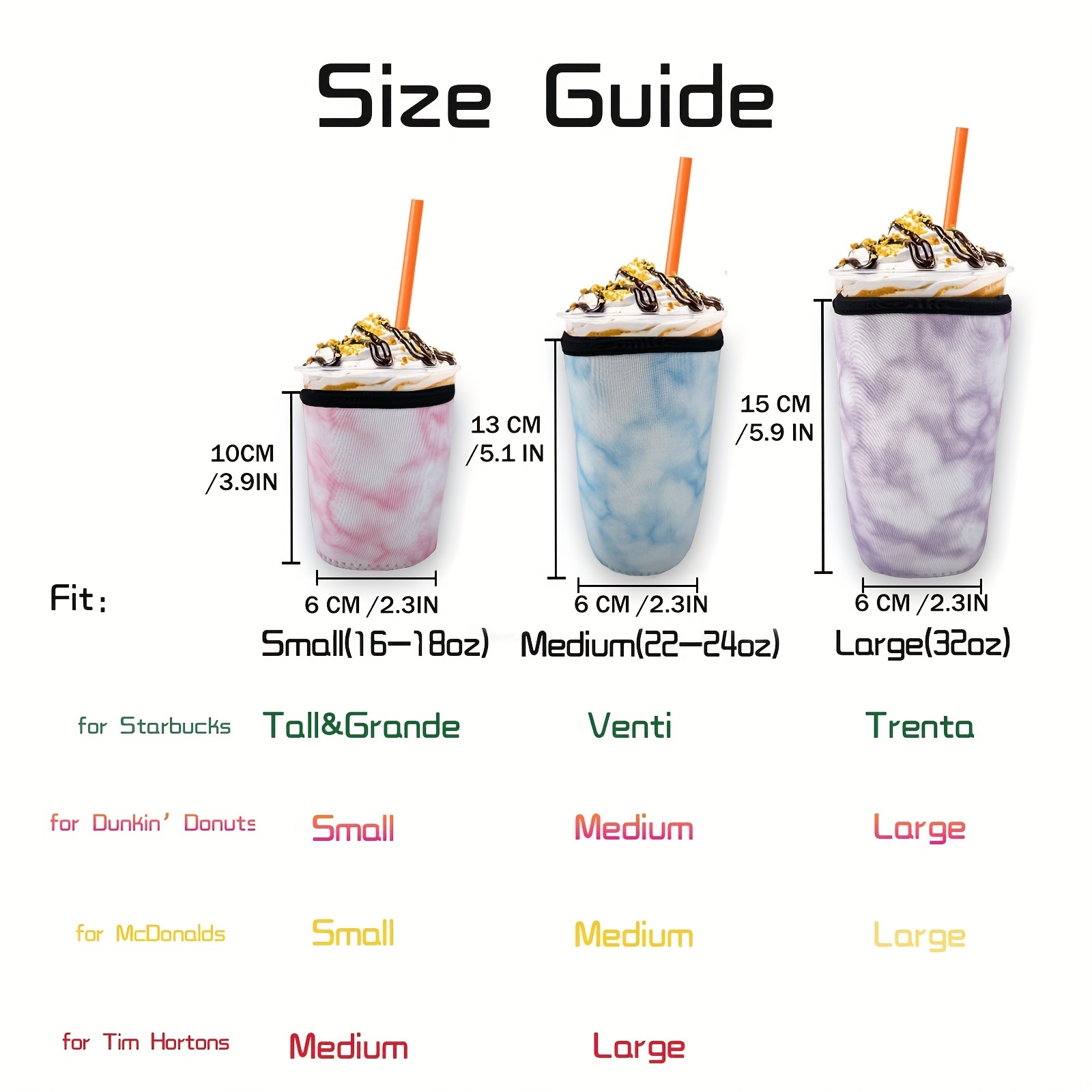 Reusable Insulated Neoprene Iced Coffee Beverage Sleeves Cold