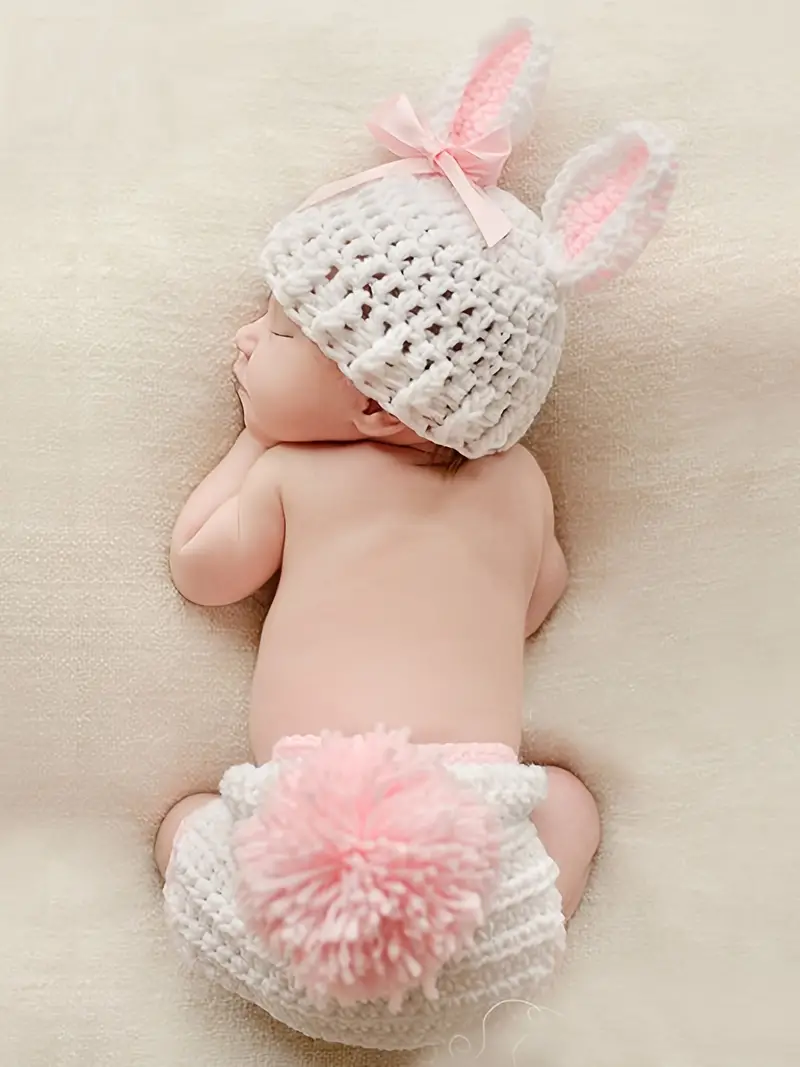 Baby Boys Cute Rabbit Ear Tail Knit Hat Underwear Butt Pants - Temu Canada