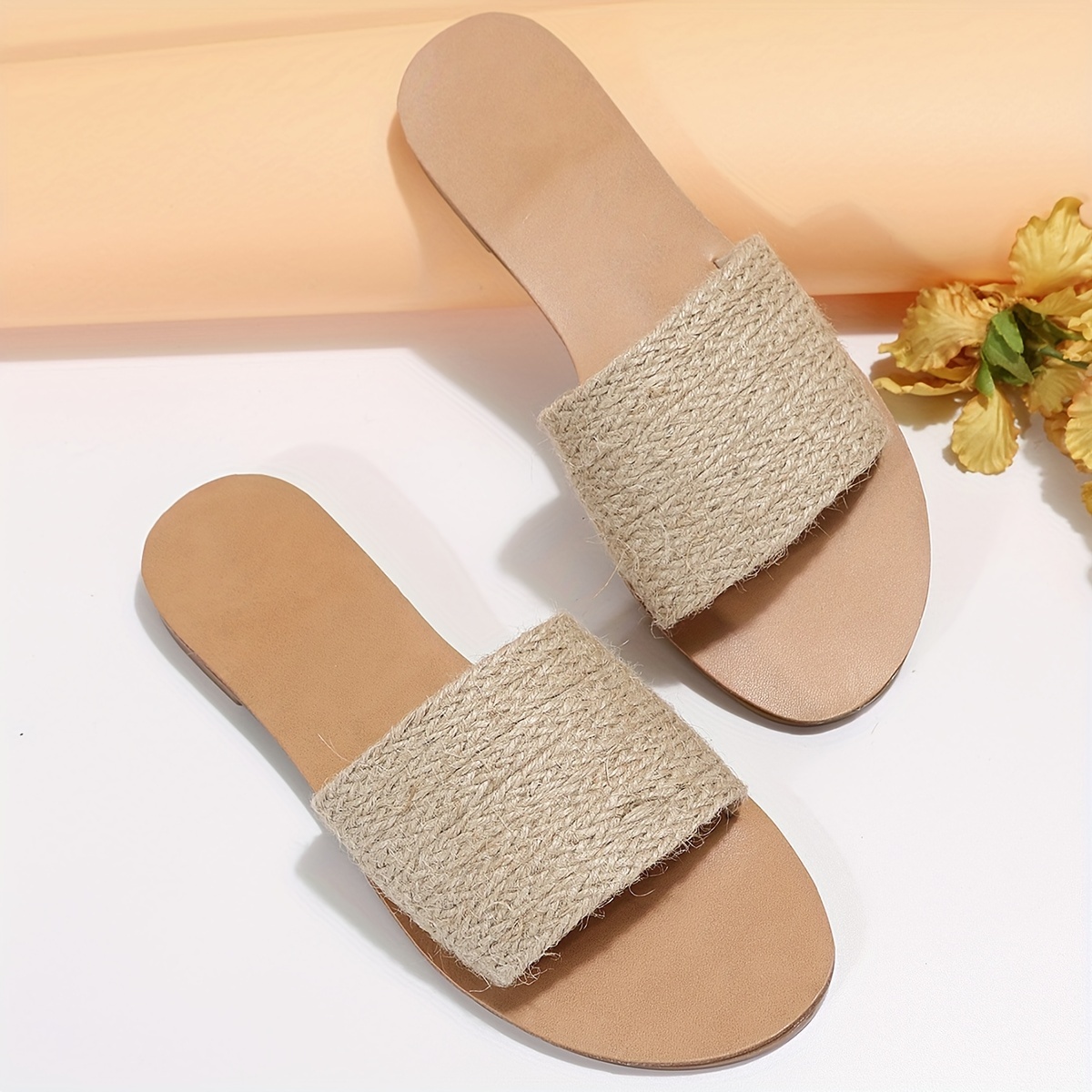 Sandalias Simples De Paja Para Mujer Zapatos Casuales Para Exteriores Zapatos De Playa Planos Minimalistas Para Mujer