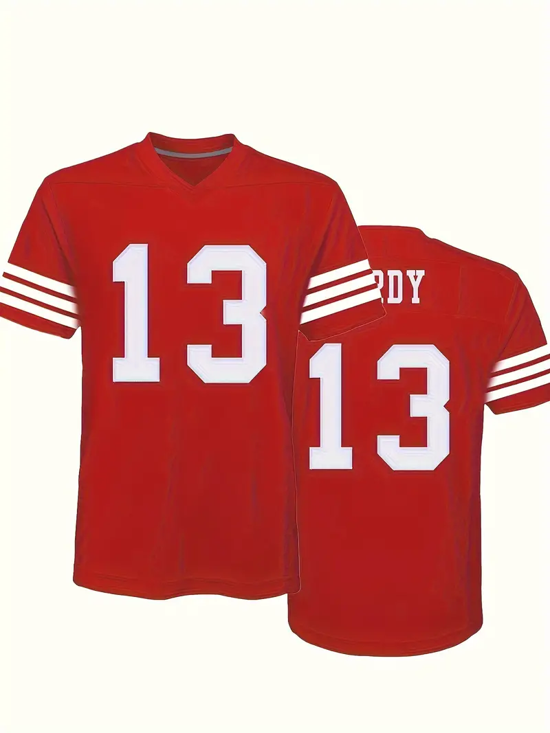Camiseta De Fútbol Roja Americana N.° 13 Para Hombre, Uniforme De Manga  Corta Con Cuello En V, Roja Para Juego De Entrenamiento De Fiesta De  Fútbol, T