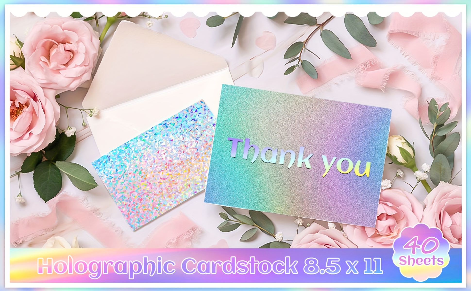 40 sheets holographic cardstock 8 2 x 11 6 250gsm metallic - Temu Pakistan
