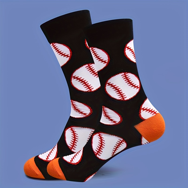 1 Pair Of Unisex Novelty Trendy Fashion Baseball Pattern Warm Mid-calf Socks