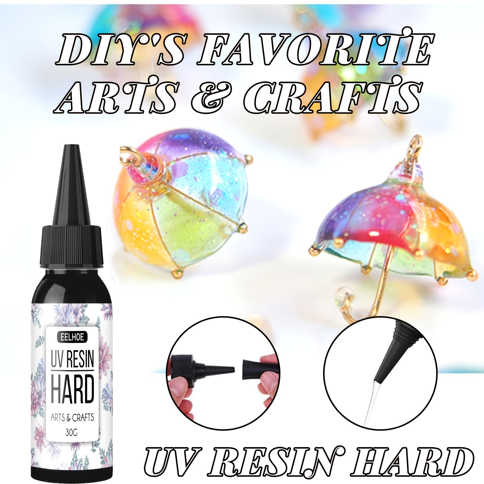 500g UV Resin+30g-Upgrade I Minute Quick Cure! Hard Type Crystal Clear Epoxy Resin, UV Glue Ultraviolet Curing, Solar Cure Sunlight Activated Resin