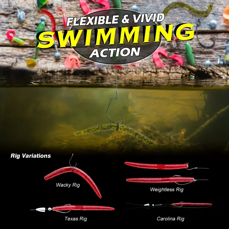 Senko Worms Fishing Lures Kit Soft Plastic Bait - Temu Canada