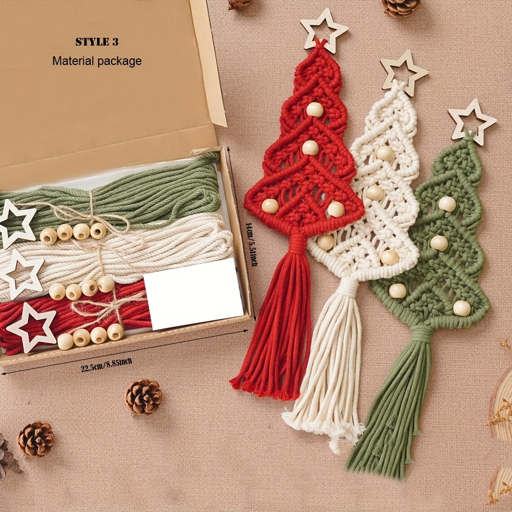 Acquista 2 pezzi Macrame Albero di Natale fai-da-te Albero di Natale Borsa  materiale per tessitura Kit albero di Natale fai-da-te