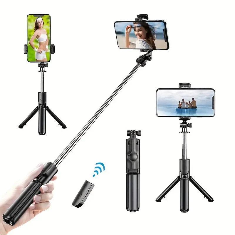 Support de trépied pour perche à selfie rétractable avec télécommande sans  fil et trépied, perche à selfie trépied portable et léger pour iPhone 14 13