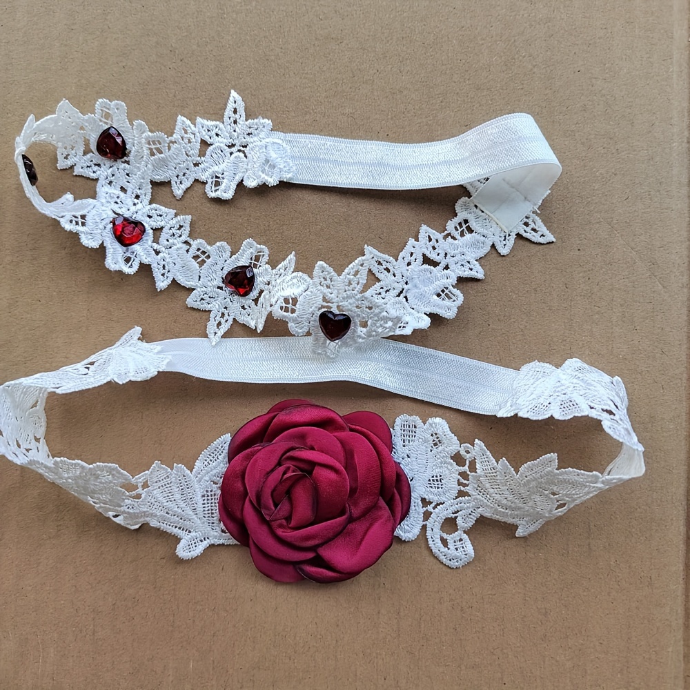 набор свадебных подвязок кружевных свадебных подвязок эластичных с цветочным узором для невесты черные и белые детали 4
