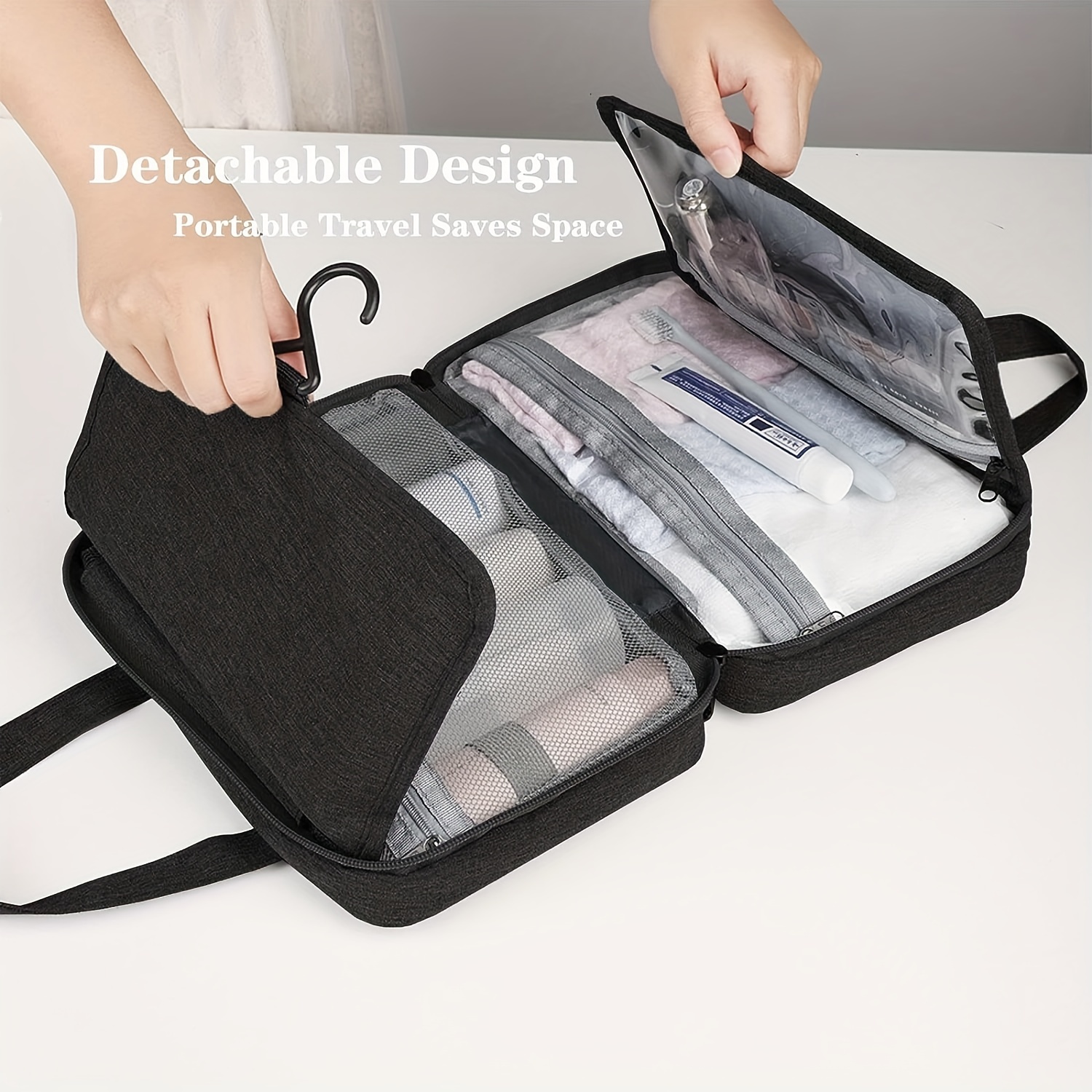 High Quality Travel Makeup Bags Women Waterproof Cosmetic Bag Toiletries  Organizer Hanging Dry And Wet Separation