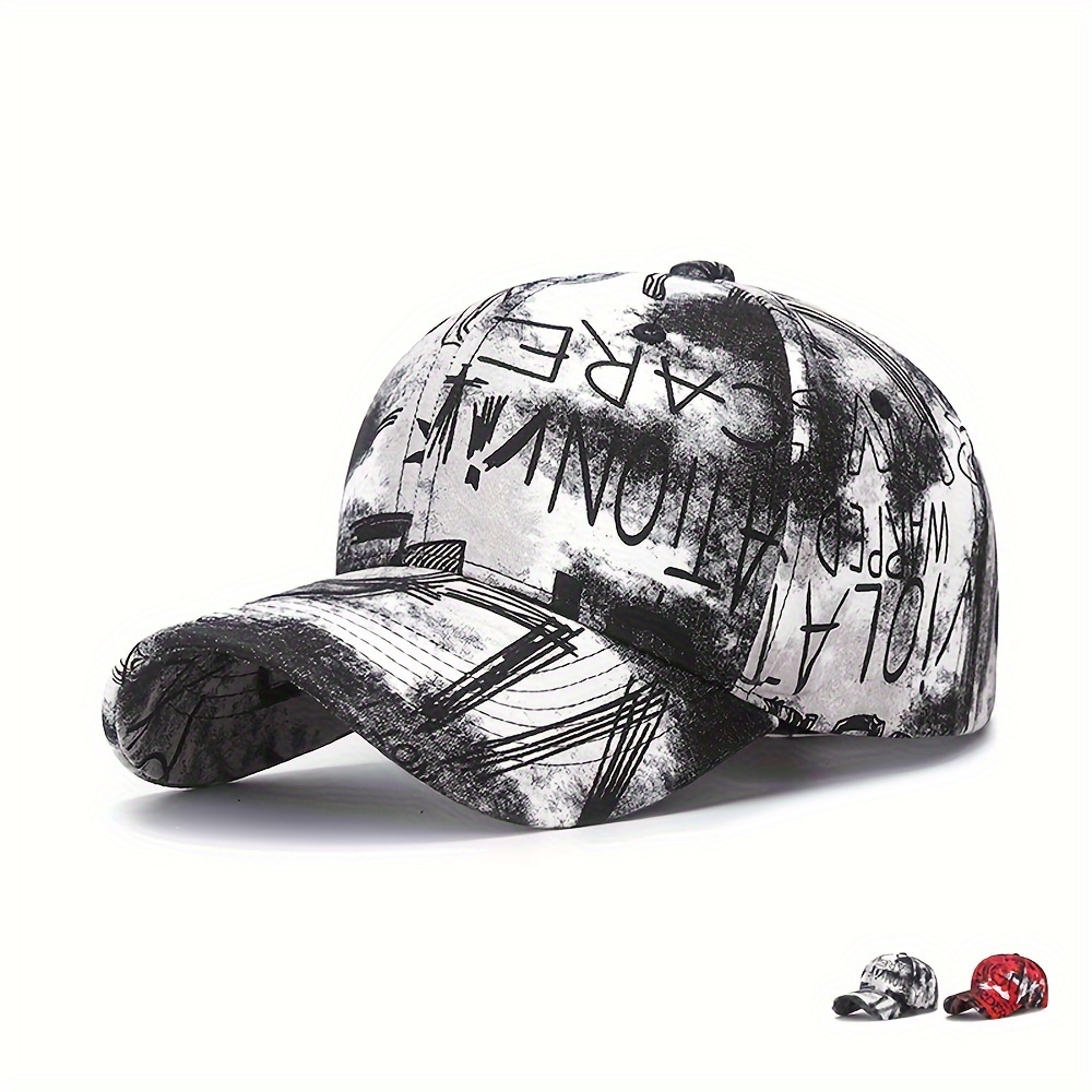 

Hip Hop Graffiti Print Baseball Cap Trendy Tie Dye Color Block Sports Hats Casual Adjustable Sun Shade Hats For Women Men