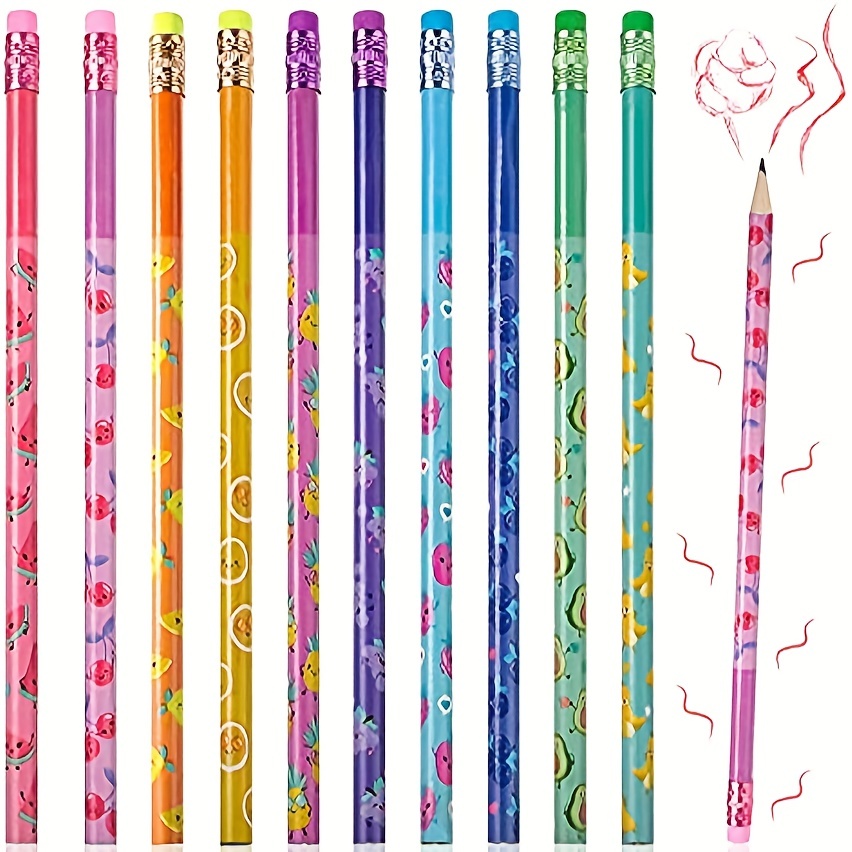 Wooden Pencil with Eraser Assortment Colorful Pencils for Kids Writing Fun Assorted Pencils Novelty Kids Pencils Fun School Supplies for Classroom