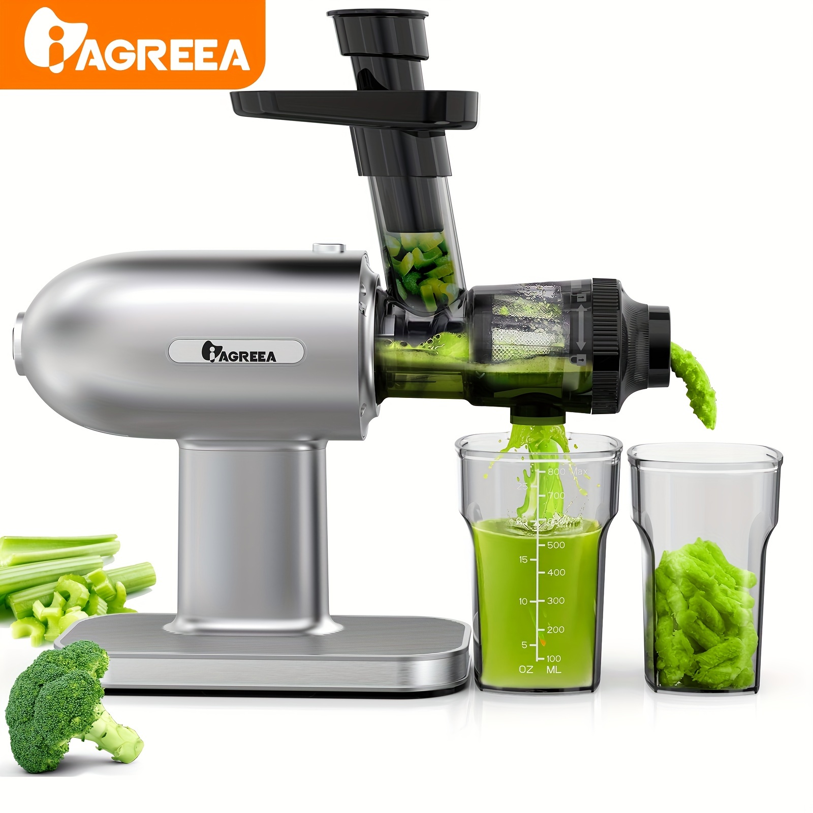 iagreea cold press juicer slow juicer machines for vegetable and fruit compact small space saving masticating juicer ultra power juicer maker with reverse function details 1