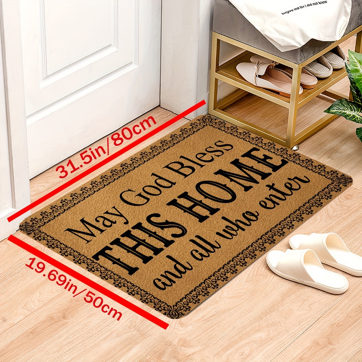 Funny Letter Print Doormat Non-Slip Resist Dirt Door Rugs for