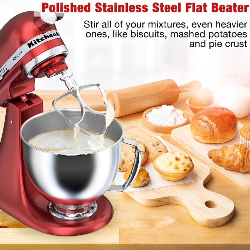 1PC Flat Beater Replacement For KitchenAid 4.5 Qt - 5 Qt Tilt-Head Stand  Mixer, Polished Stainless Steel Paddle Accessory Stand Mixer Attachments For