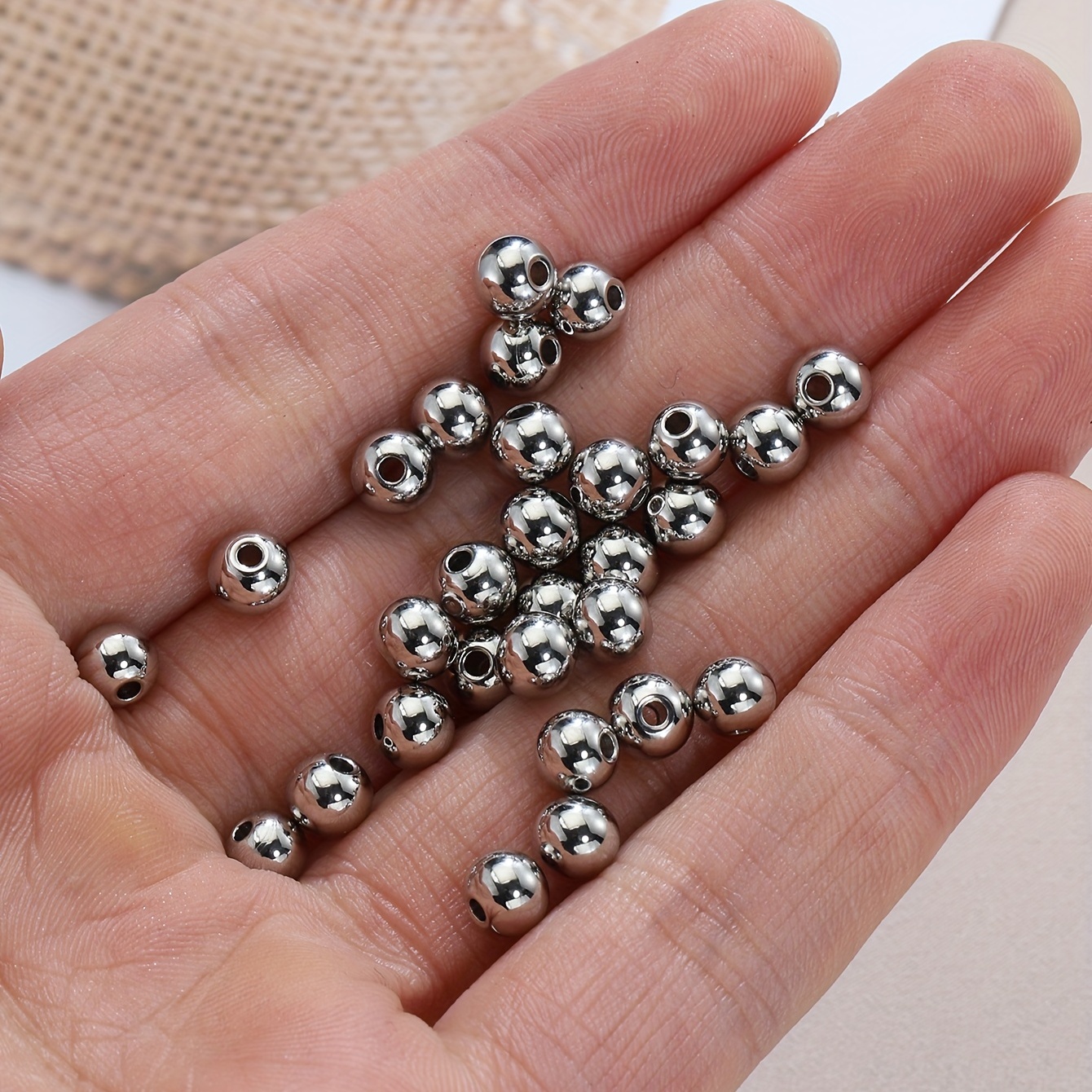 Sterling Silver BIG HOLE SPACER BEADS. 8mm. Packet of 12.