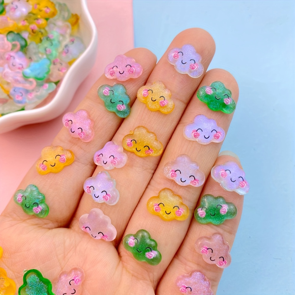 Resin Kawaii Cloud Nail Rhinestones flatback Glitter Nail - Temu