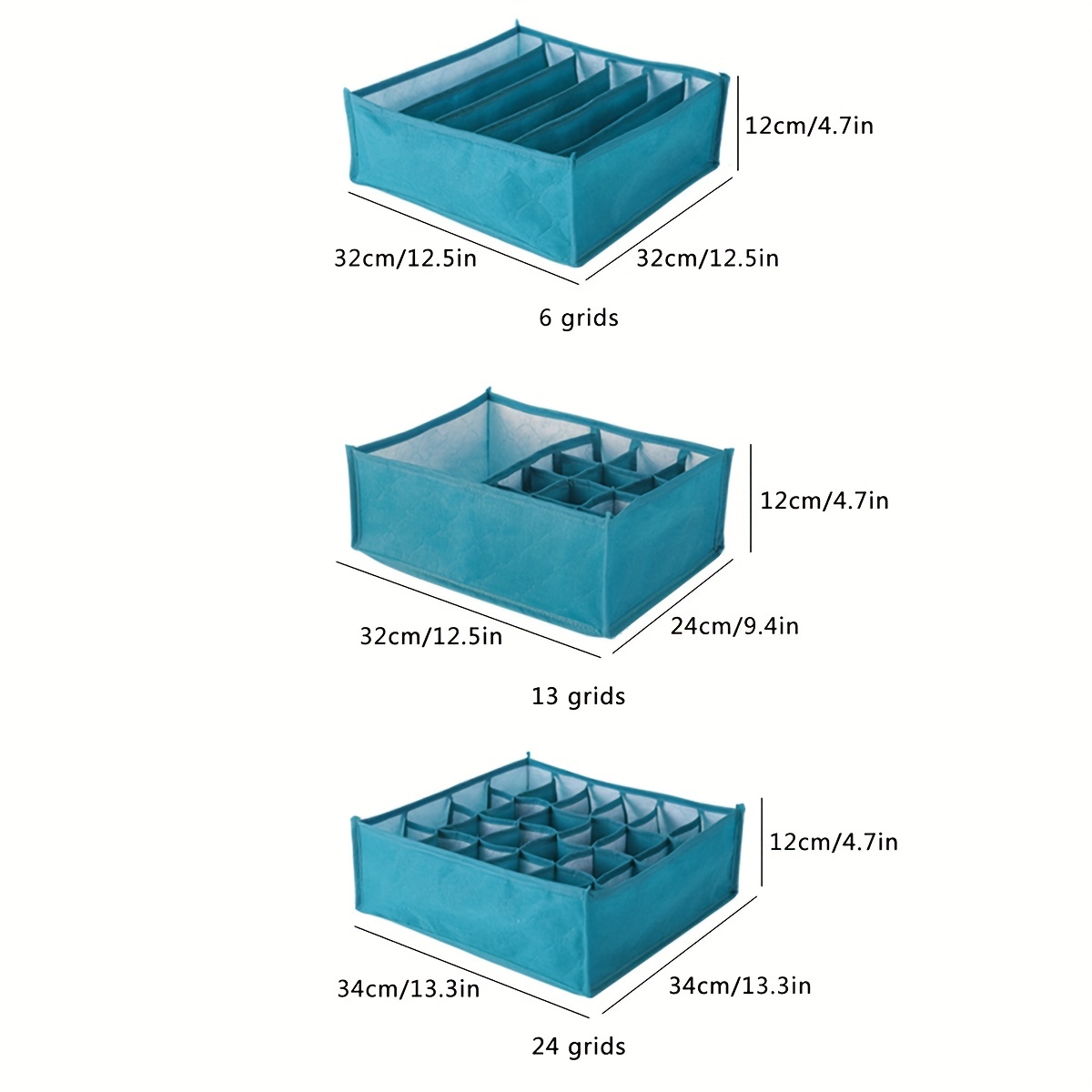 24 Grids Non-Woven Socks Organizer With Lid / Storage Box For