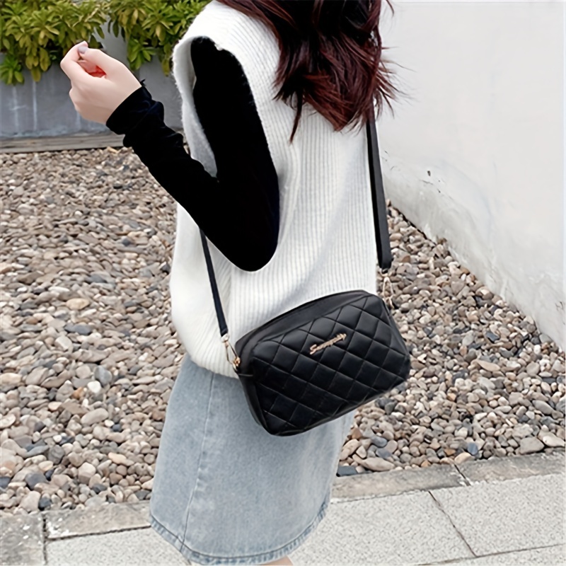 Mini Quilted Crossbody Bag, Fashion Classic Simple Pu Leather