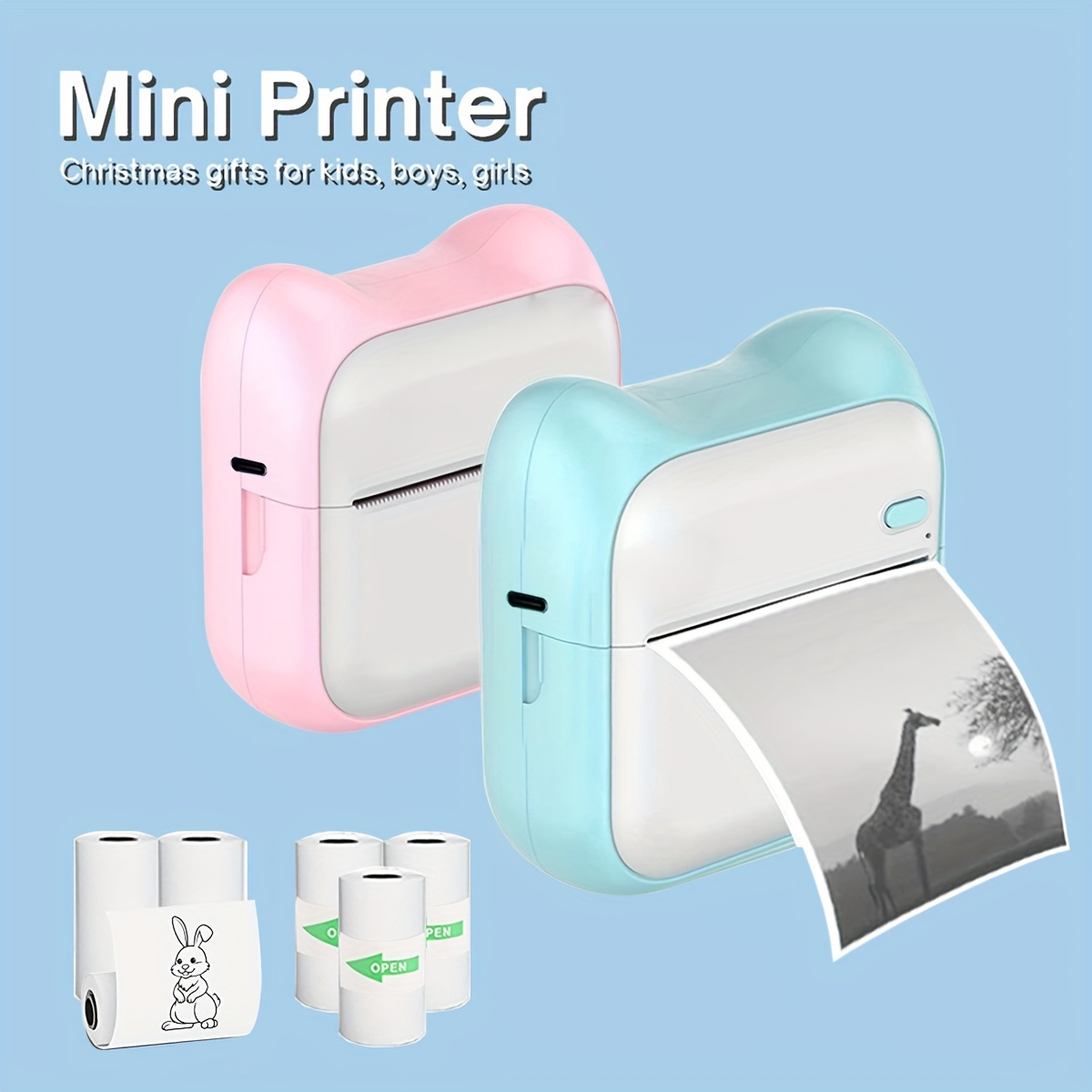 Portable Thermal Printer Travel Mini Pocket Printer 300dpi - Temu