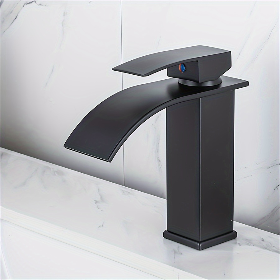 LTS FAFA Robinet d'évier Cascade Mitigeur à levier unique Laiton Noir/Or  Chrome Monté Toilette Deluxe Chaud et Froid