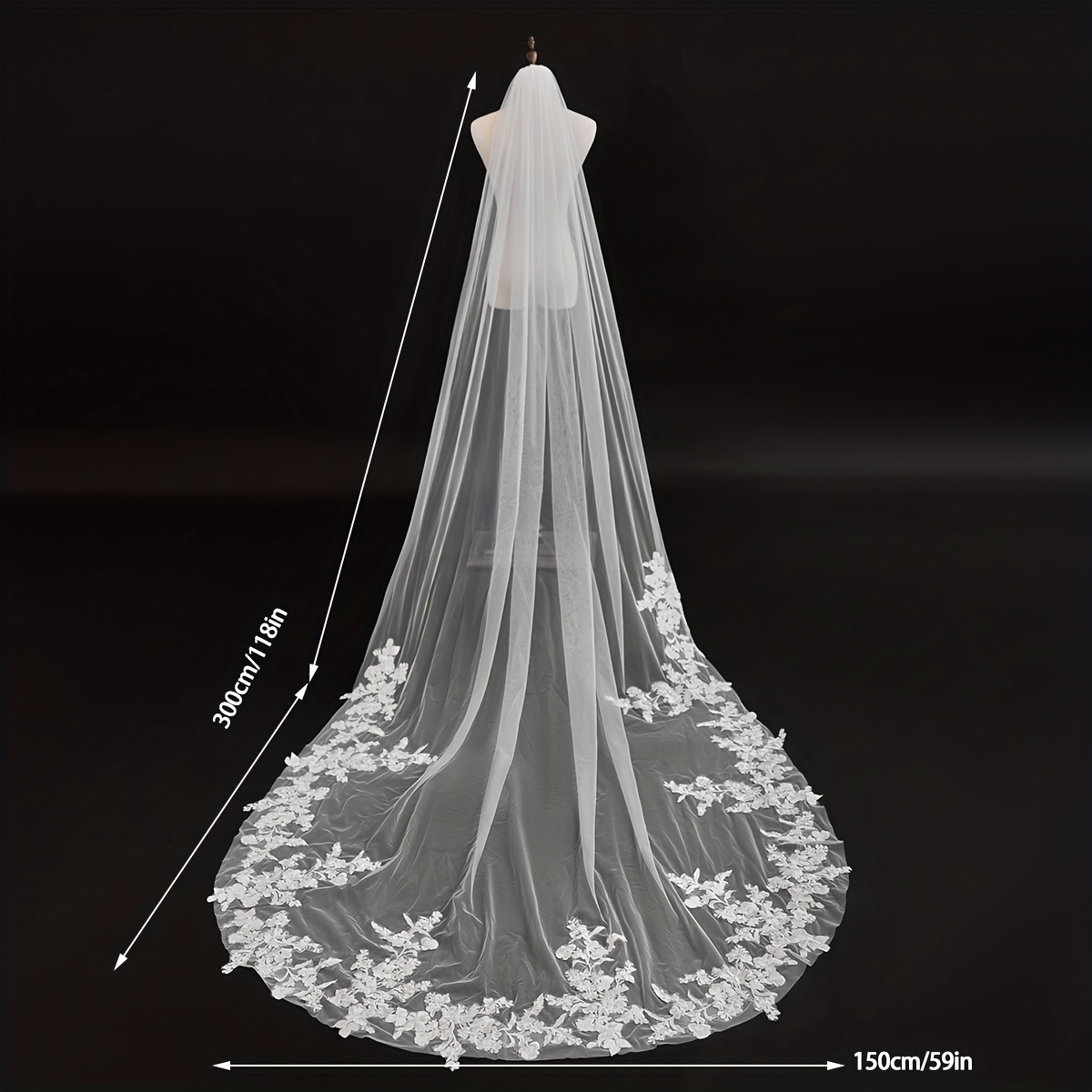 Baroque Wedding Veil With Comb Bride Cathedral Veil Long - Temu